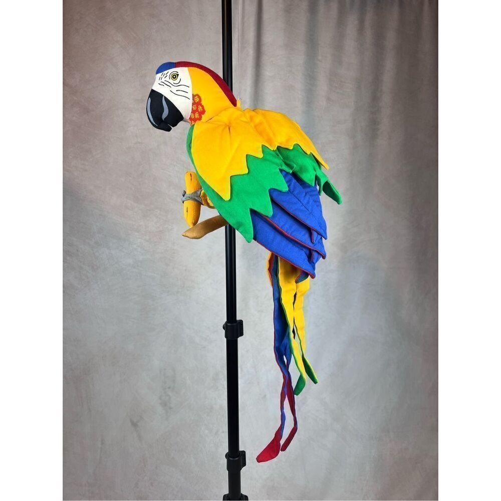 Vintage 1990s Large Stuffed Parrot Macaw Tropical Hawaii